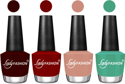 

Lady Fashion UV Soak Off Nail Growth Gel Nail Polish Maroon, Blood Red, Nude, Green(Pack of 4)