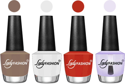 

Lady Fashion UV Soak Off Nail Growth Gel Nail Polish Beige, White, Amber, Top Coat(Pack of 4)