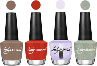 

Lady Fashion UV Soak Off Nail Growth Gel Nail Polish Beige, Amber, Top Coat, Silver(Pack of 4)