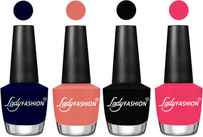 

Lady Fashion UV Soak Off Nail Growth Gel Nail Polish Blue, Coral Sunset, Black, Sweet Pink(Pack of 4)