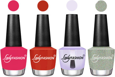 

Lady Fashion UV Soak Off Nail Growth Gel Nail Polish Strawberry, Amber, Top Coat, Silver(Pack of 4)