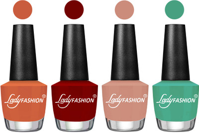 

Lady Fashion UV Soak Off Nail Growth Gel Nail Polish Almond, Blood Red, Nude, Green(Pack of 4)