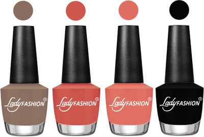

Lady Fashion UV Soak Off Nail Growth Gel Nail Polish Beige, Ton, Coral Sunset, Black(Pack of 4)