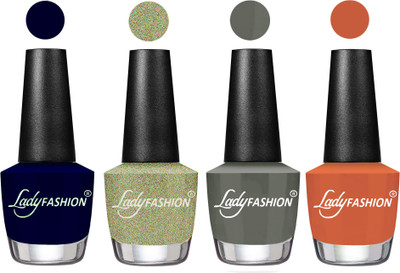 

Lady Fashion UV Soak Off Nail Growth Gel Nail Polish Blue, Aqua, Dark Grey , Almond(Pack of 4)