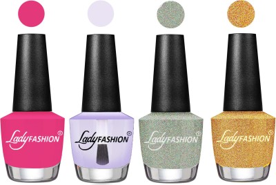 

Lady Fashion UV Soak Off Nail Growth Gel Nail Polish Pink, Top Coat, Silver, Golden(Pack of 4)