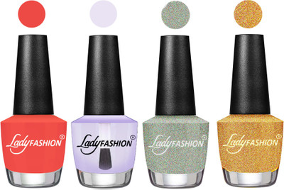 

Lady Fashion UV Soak Off Nail Growth Gel Nail Polish Pumpkin, Top Coat, Silver, Golden(Pack of 4)