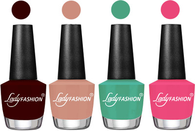 

Lady Fashion UV Soak Off Nail Growth Gel Nail Polish Maroon, Nude, Green, Bright Pink(Pack of 4)