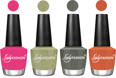 

Lady Fashion UV Soak Off Nail Growth Gel Nail Polish Pink, Aqua, Dark Grey , Almond(Pack of 4)