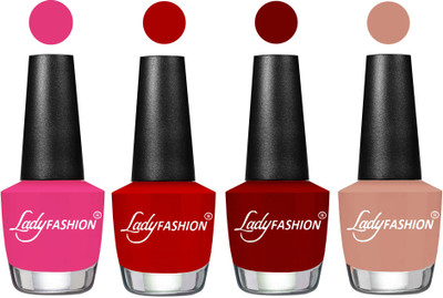 

Lady Fashion UV Soak Off Nail Growth Gel Nail Polish Pink, Red, Blood Red, Nude(Pack of 4)