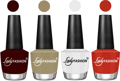 

Lady Fashion UV Soak Off Nail Growth Gel Nail Polish Maroon, Nude Flair, White, Amber(Pack of 4)