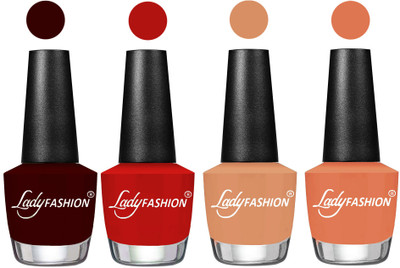 

Lady Fashion UV Soak Off Nail Growth Gel Nail Polish Maroon, Orange, Camel Fantasy,Flirty Nude(Pack of 4)