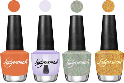 

Lady Fashion UV Soak Off Nail Growth Gel Nail Polish Wintage Nude, Top Coat, Silver, Golden(Pack of 4)