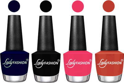 

Lady Fashion UV Soak Off Nail Growth Gel Nail Polish Blue, Black, Sweet Pink, Light Copper(Pack of 4)