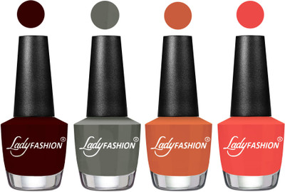 

Lady Fashion UV Soak Off Nail Growth Gel Nail Polish Maroon, Aqua, Dark Grey,Almond,Pumpkin(Pack of 4)