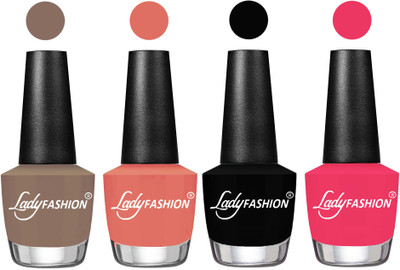 

Lady Fashion UV Soak Off Nail Growth Gel Nail Polish Beige, Coral Sunset, Black, Sweet Pink(Pack of 4)