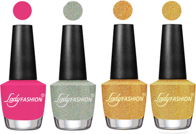 

Lady Fashion UV Soak Off Nail Growth Gel Nail Polish Pink, Silver, Golden, Chrome(Pack of 4)