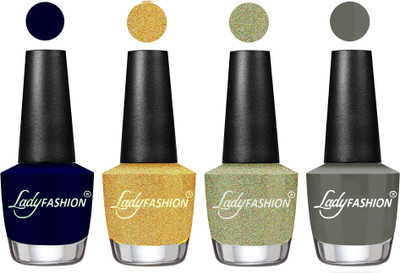

Lady Fashion UV Soak Off Nail Growth Gel Nail Polish Blue, Chrome, Aqua, Dark Grey(Pack of 4)
