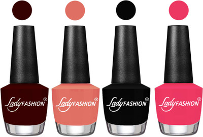 

Lady Fashion UV Soak Off Nail Growth Gel Nail Polish Maroon, Coral Sunset, Black, Sweet Pink(Pack of 4)