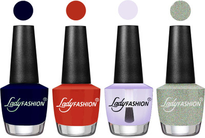 

Lady Fashion UV Soak Off Nail Growth Gel Nail Polish Blue, Amber, Top Coat, Silver(Pack of 4)