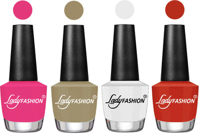 Lady Fashion UV Soak Off Nail Growth Gel Nail Polish Pink, Nude Flair, White, Amber(Pack of 4)