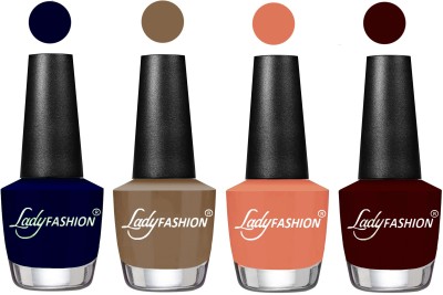 

Lady Fashion UV Soak Off Nail Growth Gel Nail Polish Blue, Brown Beige, Coral, Plum(Pack of 4)