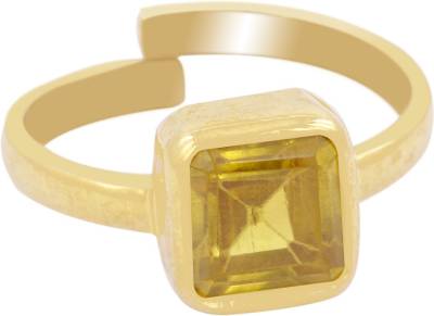 Gems Jewels Online 6.25 Carat Natural Yellow Sapphire Stone Sapphire Gold Plated Ring