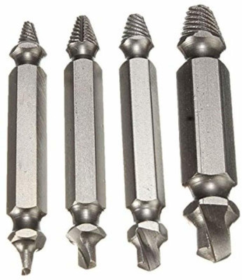 CPEX CP-2233 Damaged Screw Extractor Set Easy Out Screw Remover Extractor Kit Drill Bits for High Speed Steel Hardness Extractor Tools, 4Pcs Stripped Screw Removers Screwdriver Bit Set(Pack of 4)