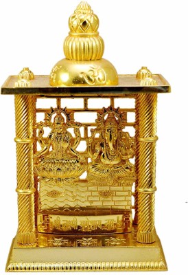 MKINDIACRAFT Metal Brass Plated Laxmi Ganesha Decorative Temple Figurine Lord Ganpati Lakshmi Statue Good Luck Spiritual Pooja Gifts Idols / 7.5 inches Decorative Showpiece  -  19 cm(Brass, Gold)