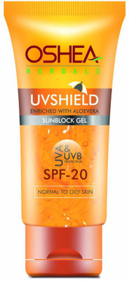 

Oshea Herbals UVShield Sun Block Gel SPF 20, Transparent, 120 g - SPF 20(120 g)
