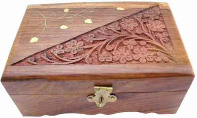 

Karam Collections Handmade Wooden Jewellery Box TO KEEP YOUR JEWELLERY SAFE. Vanity Box(Brown)
