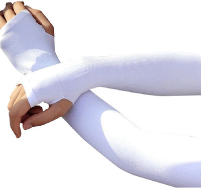 ZACHARIAS Polyester Arm Sleeve For Men & Women(Free, White)