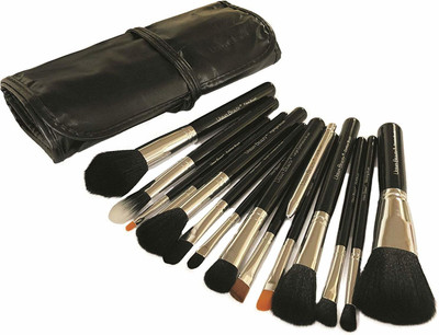 

Urban Beauty 15 Piece Makeup Brush Set With Storage Pouch Model UB-116 (Black+Silver)(Pack of 1)