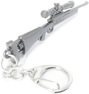 eWAVE Pubg M24 SES Gun 3D Metal Body Props 120mm Length Key Chain Locking Key Chain(Silver)