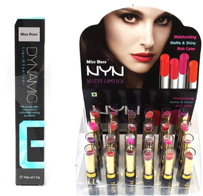 

Miss Boss matte long lasting lipstick and dynamic eyeliner combo(Set of 2)