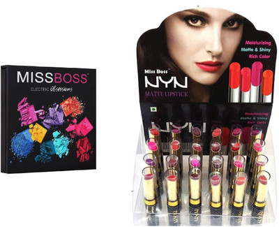 

Miss Boss matte long lasting lipstick and Eyeshadow Palette - Electric 10.0 g (multicolor) combo(Set of 2)