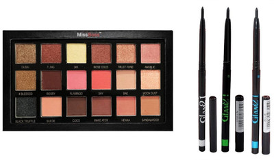 

Miss Boss hb Golden Sand 3D Highlighter Palette,glam black, blue, green kajal combo(Set of 4)