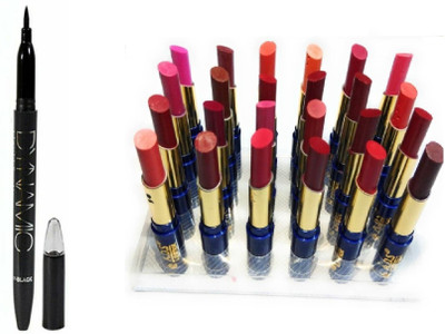 

Miss Boss cinema Waterproof Lipstick Set Of 24, dynamic black eyeliner combo(Set of 2)