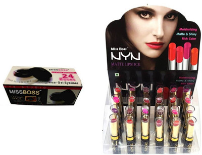 

Miss Boss matte long lasting lipstick and gel eye liner combo(Set of 2)