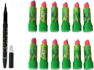

Miss Boss 12 green tea longlasting waterproof lipstick and dynamic black eyeliner combo(Set of 13)