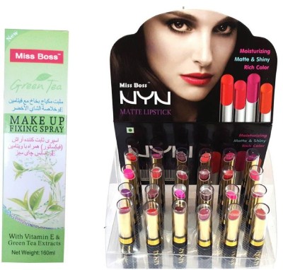 

Miss Boss matte long lasting lipstick and Aloe Vera Make Up Fixing Spray Primer - 160 ml combo(Set of 2)