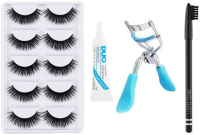 

Rtb 5 Pair Eyelash, Eyelash Curler, Eyelash Glue With Black Eyebrow Pencil(Set of 8)