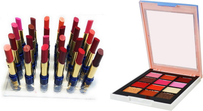 

Miss Boss cinema Waterproof Lipstick Set Of 24, glam color school eyeshadow 12 gm combo(Set of 2)
