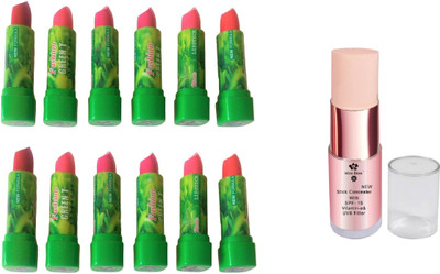 

Miss Boss 12 green tea longlasting lipstick and Stick Concealer Vitamin-E & Filter Conceal Highlighter combo(Set of 2)