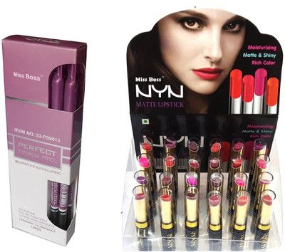 

Miss Boss matte long lasting lipstick and Perfect Eyebrow Pencil Waterproof & Longlasting combo(Set of 2)