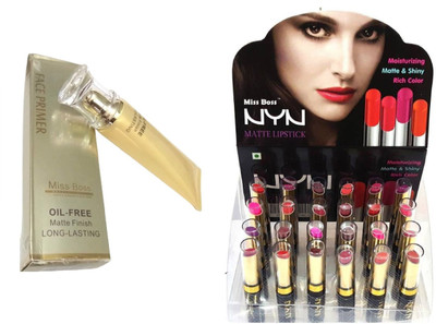 

Miss Boss matte long lasting lipstick and Oil-Free Long-Lasting Matte Finish Face Primer - 40 ml combo(Set of 2)