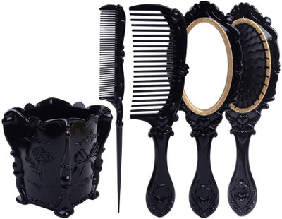 

MORGES Set Of 5 Pcs Dressing Table Mirror With Hair Combs For Women And Girls Golden 20 Gram Pack Of 1(Set of 5)