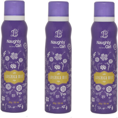 

Naughty Girl LAVENDER MIST Deodorant for Women- Pack of 3 (150ml each) Body Spray - For Women(150 ml, Pack of 3)