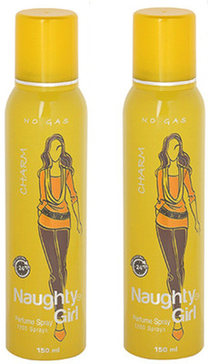

Naughty Girl CHROME No Gas Deodorant for Women- Pack of 2 (150ml each) Perfume Body Spray - For Women(150 ml, Pack of 2)