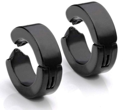 Miami Valentine Gifts Jewellery Black Non- Pierced Studs Mens Ear rings / Earrings Combo For Men / Gents / Boys / Boyfriend ( 2 pcs} - BALI-M139 Metal Huggie Earring