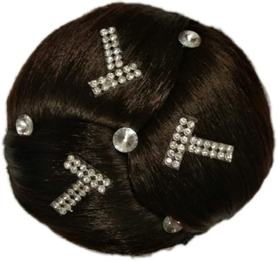 

DYE Fashionable Artificial Juda Hair Accessories For Women and Girls with Stone Work Hair Extension Juda Bun Bun(Brown)